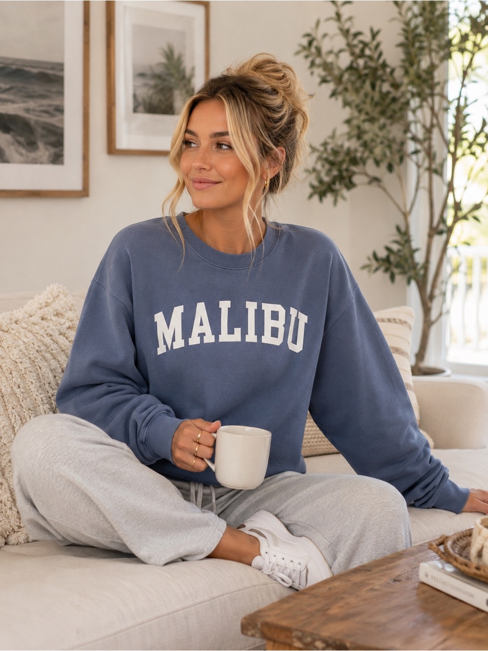 U.S. Vintage Collection Malibu Graphic Crewneck Sweatshirt Oversized XL Coastal